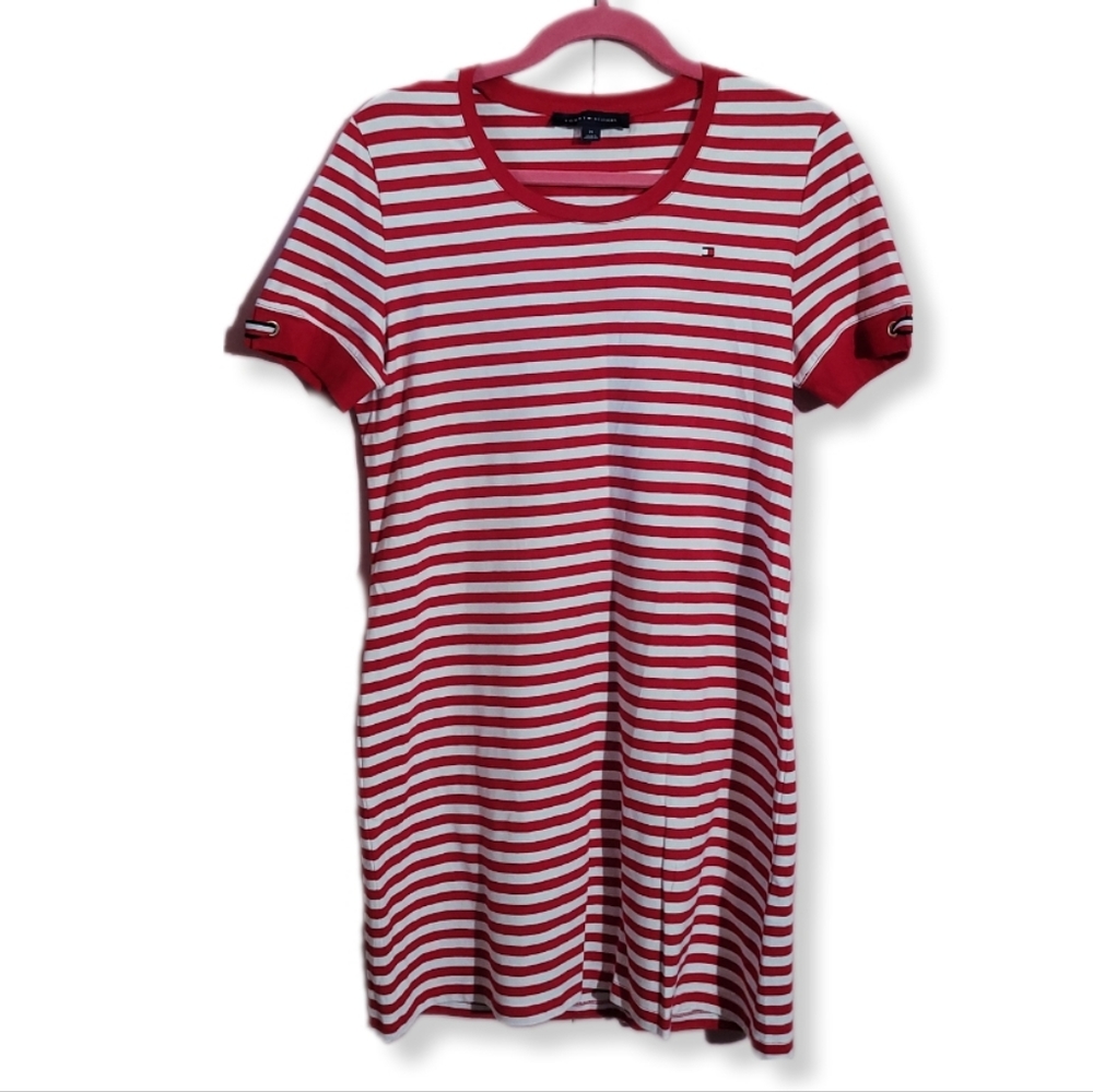 Tommy Hilfiger red & white pin stripe t-shirt dress sizes M